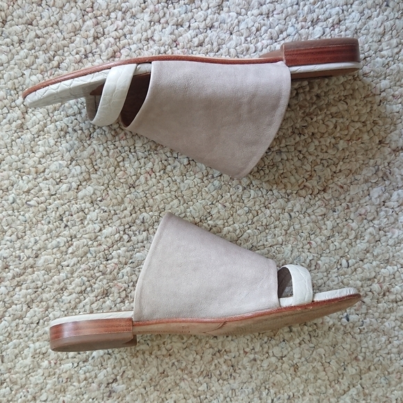 Alberto Fermani Tan and White Italian leather Slide Sandals size 6 - Picture 5 of 13